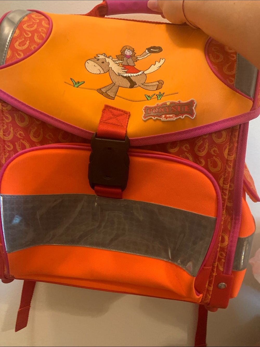 PONYSUE Sigikid Orange & Pink Kids Backpack with Horse Patch